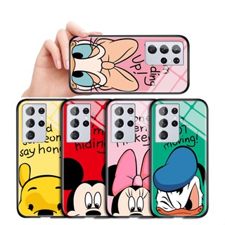 เคสโทรศัพท์มือถือกระจกนิรภัย แบบแข็ง ลายการ์ตูนมิกกี้ มินนี่ น่ารัก แวววาว สําหรับ Samsung S20 FE S20 S21 S22 Plus S22 Ultra S20 Plus