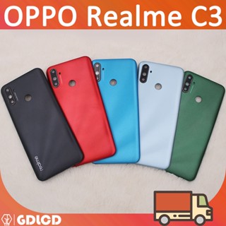 ฝาหลัง OPPO Realme C3 Battery Cover back Panle back Door Houing Case Thay thế +kính máy ảnh cho C3 RMX2021 Battery cover