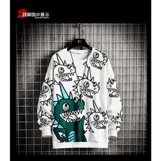 (ใหม่/พร้อมส่ง) เสื้อยืดแขนยาว เสื้อยืดคอกลม ใส่ได้ทั้งหญิงทั้งชาย รุ่นฮิตมาแรง ลายไดโนเสาร์ มี3สี รุ่นY05#