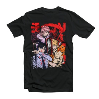 oversize T-shirt เสื้อยืด พิมพ์ลายอนิเมะ CHAINSAW MAN AKI DENJI POWER S-5XL