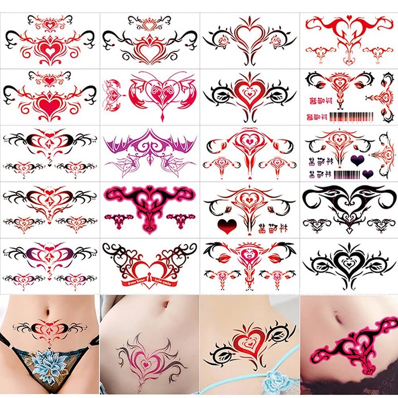 สติกเกอร์รอยสักชั่วคราว ลายหัวใจ สีแดง กันน้ํา ทนทาน สําหรับผู้หญิง จํานวน 10 ชิ้น