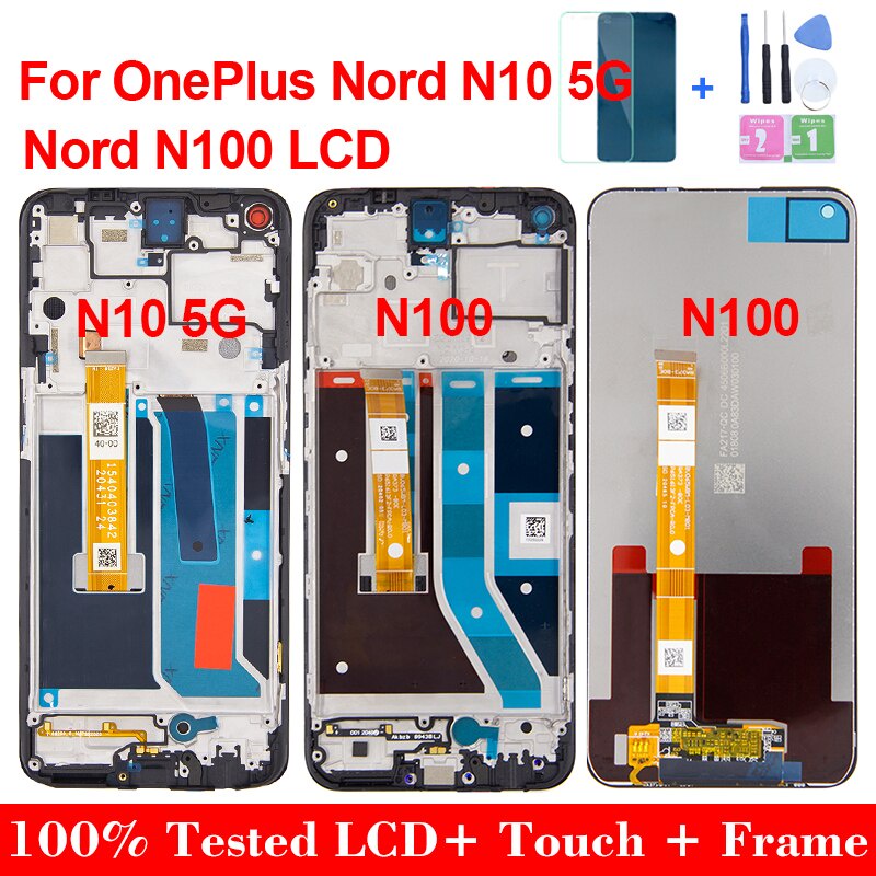 6.49" สําหรับ 1 + Nord N100 จอแสดงผล Oneplus Nord N10 5G LCD Touch Screen Digitizer Assembly กรอบ BE