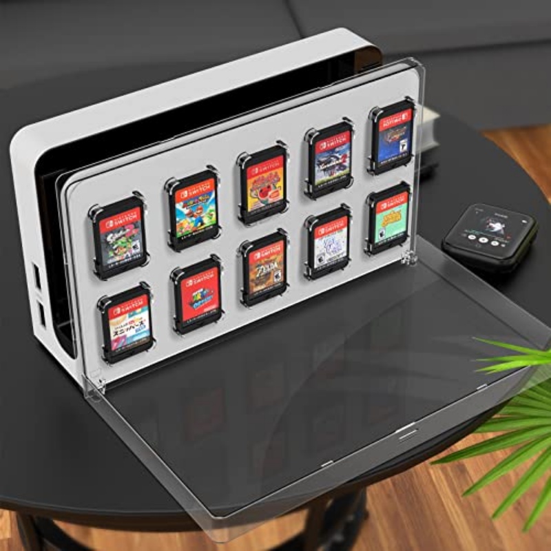 ป้องกัน Dock Shield พร้อมกล่องเก็บการ์ดเกมสําหรับ Nintendo Switch OLED, ที่เก็บข้อมูล 10 ชิ้น NS เกม