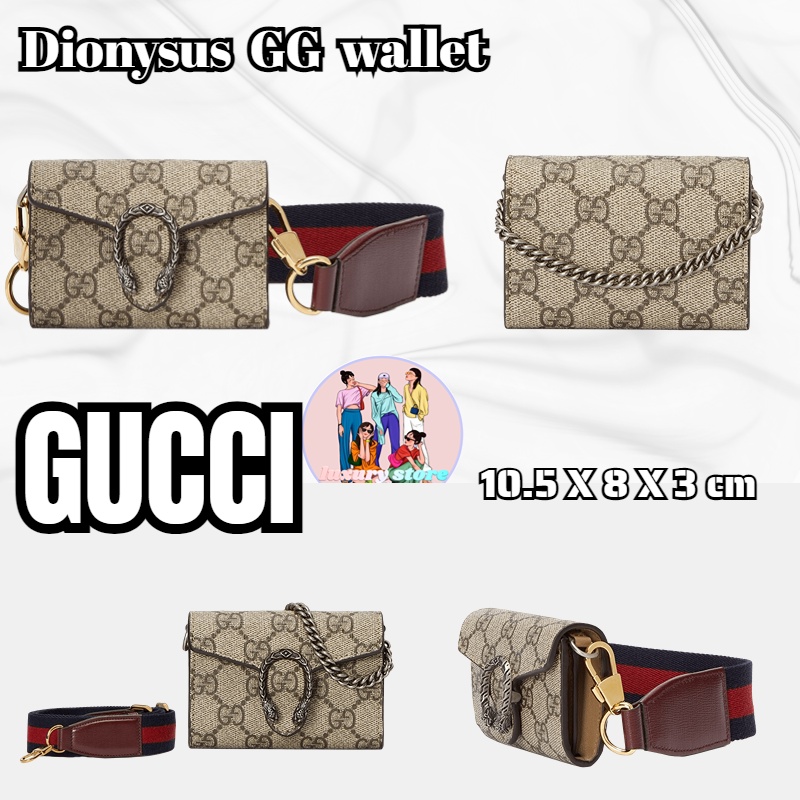 กุชชี่ Gucci Dionysus GG series สายสะพายไหล่/กระเป๋าผู้หญิง/กระเป๋าเงินเหรียญ/กระเป๋าหูฟัง