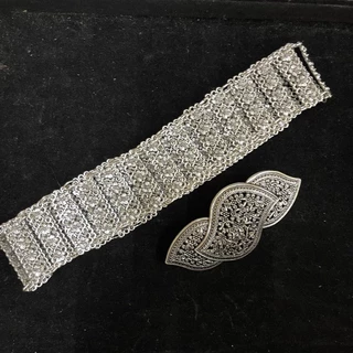 Vintage Jewelryเข็มขัดใส่กับชุดไทย เข็มขัดสีดำ เอว 41 นิ้ว
