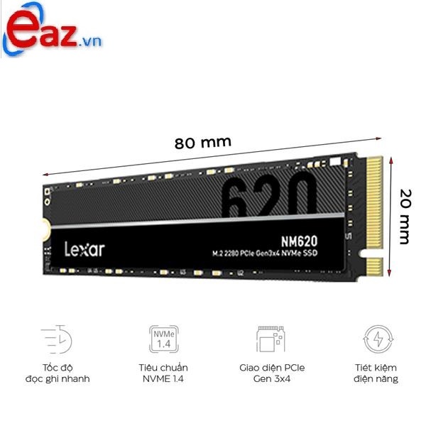 SSD 512GB NVMe PCIe Lexar NM620 M.2 2280 สินค้าของแท้
