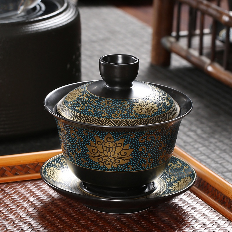 Fugui Mantang ชามเซรามิค เนื้อแมตต์ ขนาดใหญ่ ลายโลโก้ Sancai สร้างสรรค์ 200 มล.