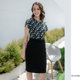 AMILA Dress VE-D1256 by VERONIQA Cotton สูทติ้งปริ้นท์ แขนสั้น IGPU22-6