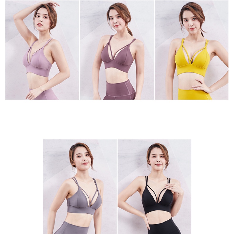 BVansydical Women Sexy V-Neck Sports Bra Cross Yoga Tops Push Up Fitness Workout Crop Tops Female Running Jogging Underw #6