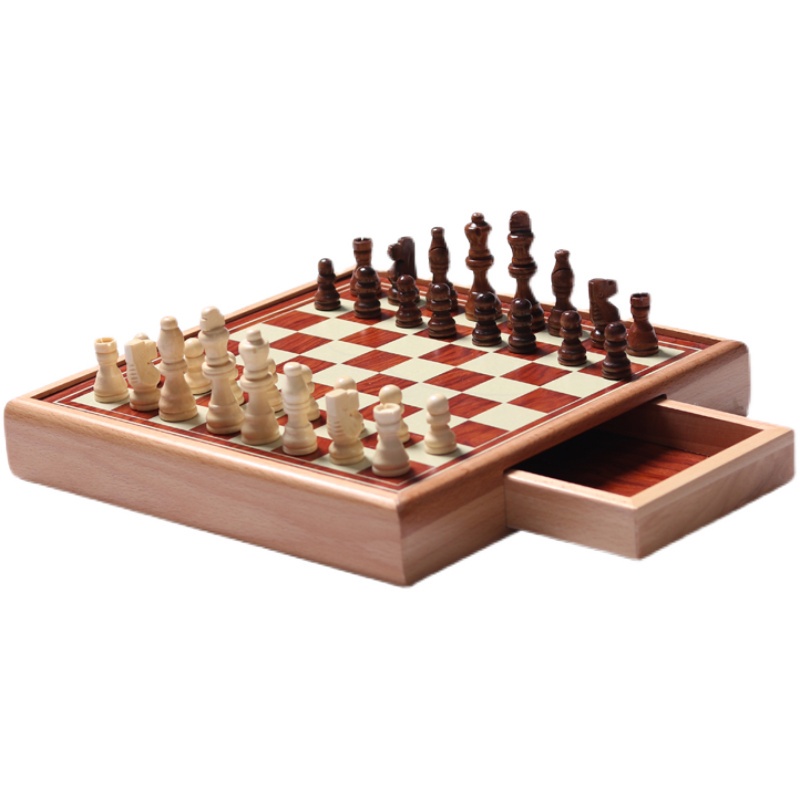 Solid Wood Chess Drawer-style Birch Chess Set Game-Specific Creative Wooden Pieces Portable Drawer Stylel