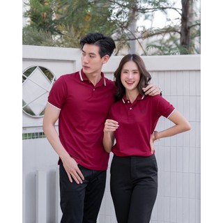 เสื้อโปโล สีแดงเลือดหมู รุ่นปกไลน์