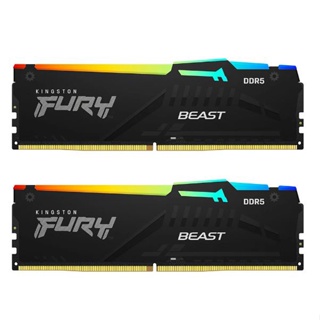 32GB (16GBx2) DDR5 5600MHz RAM (หน่วยความจำ) KINGSTON FURY BEAST DDR5 RGB (BLACK) (KF556C40BBAK2-32)