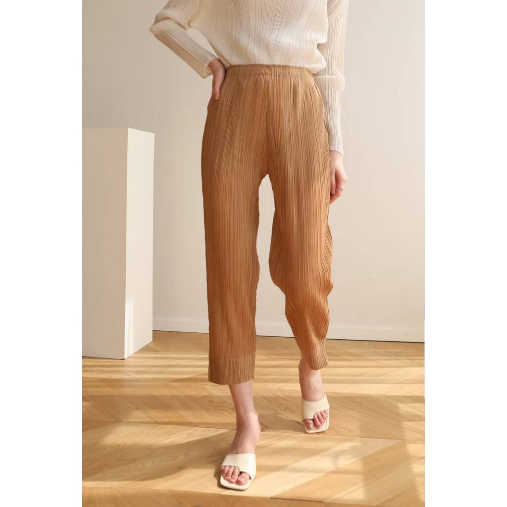 ยาว 34.5นิ้ว!! 2MUAY BASIC รุ่น GJO6896 SLIM FIT PLEATED PANTS กางเกงผู้หญิง กางเกงอัดพลีท 14สี FREE SIZE