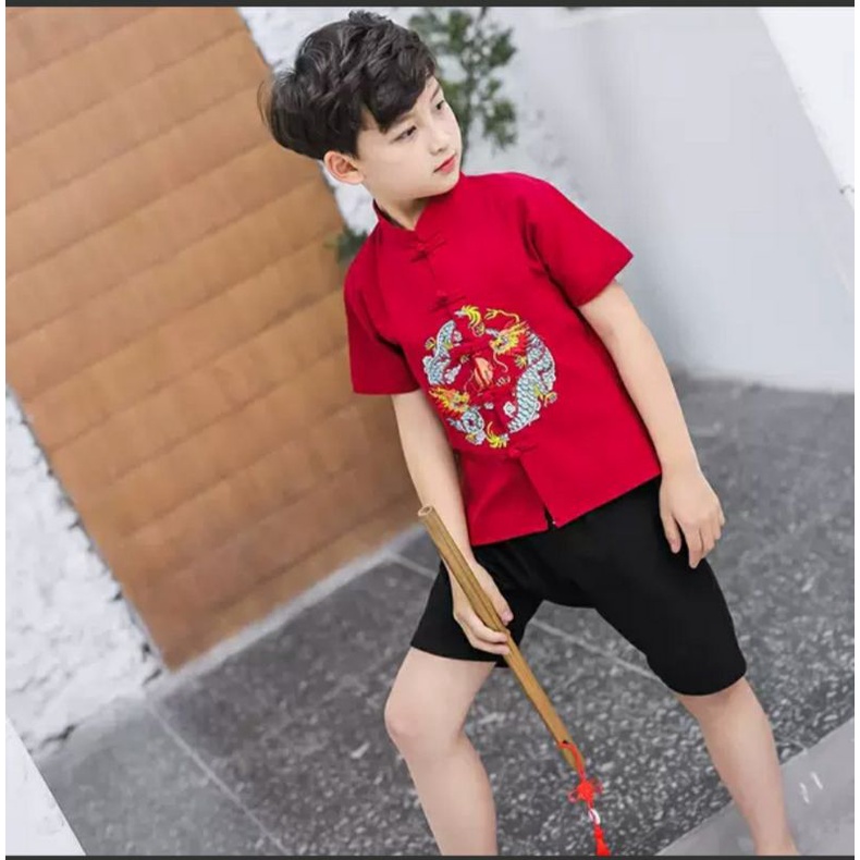 พรีออเดอร์ ชุดจีนเด็กผู้ชาย ชุดจีน ชุดแดง ชุดประจำชาติ ชุดแฟนซี