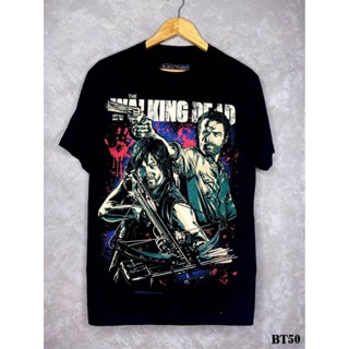 TWDเสื้อยืดสีดำสกรีนลายBT50