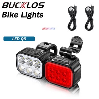 Bucklos ไฟท้ายจักรยาน LED USB Q6 ด้านหน้า และด้านหลัง