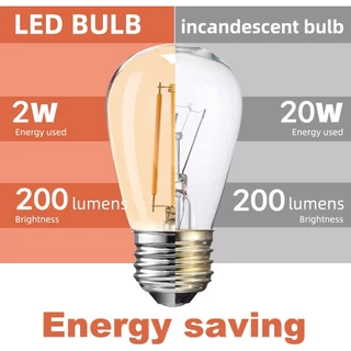 E27 หลอดไฟเอดิสัน LED 1W 2W S14 พลาสติก LED 2700K สีขาวอบอุ่น ประหยัดพลังงาน 90% สําหรับตกแต่งบ้าน