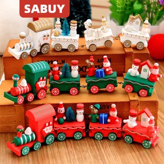 SABUY [ของตกแต่งวันคริสต์มาส] เครื่องประดับตกแต่งของเล่นรถไฟไม้ขนาดเล็ก [ของขวัญคริสต์มาส]