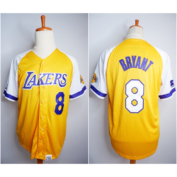 BASKETBALL JERSEY SLEEVE JERSEY STARTER MLB LAKERS 8 KOBE BRYANT สีเหลือง