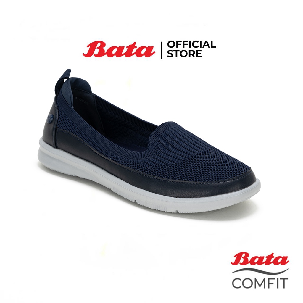 Bata Comfit บาจา คอมฟิต รองเท้าสลิปออนเพื่อสุขภาพ Flyknit รองเท้าผ้าถัก ระบายอากาศได้ดี รองเท้าทำงาน สำหรับผู้หญิง รุ่น STRIDE สีกรมท่า 6519905