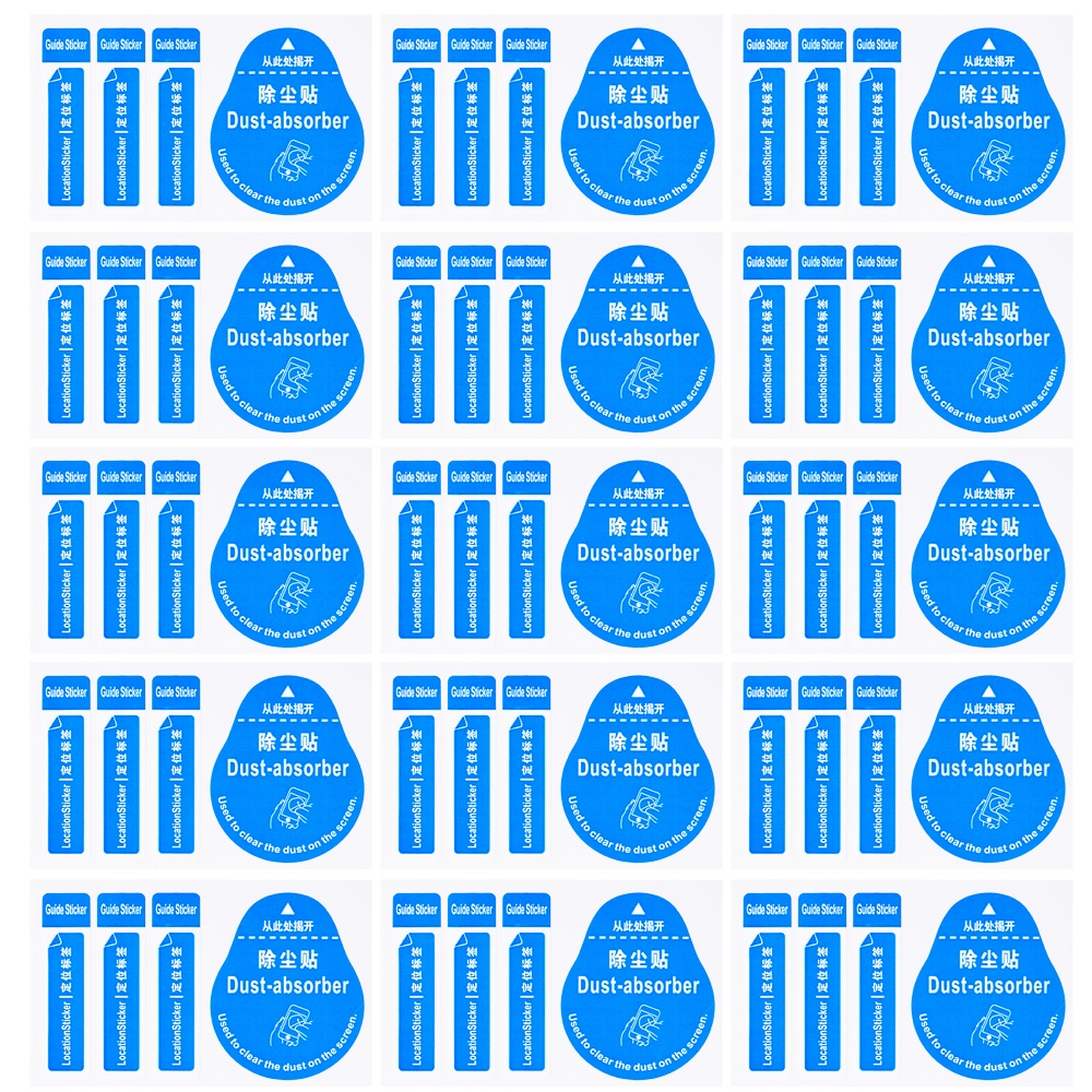 สติกเกอร์กําจัดฝุ่นหน้าจอโทรศัพท์ สีฟ้า 10 ชิ้น / เครื่องมือทําความสะอาดหน้าจอ LCD ออปติคอลเลนส์กล้อง / ยางดูดฝุ่น 4 In 1 + สติกเกอร์นําทาง