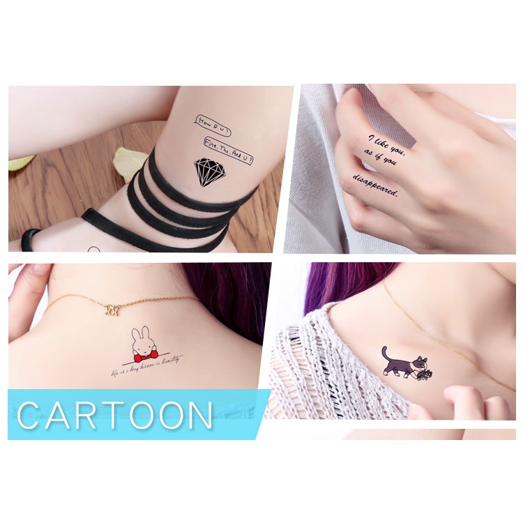 No.8 (30 PCS) แทททูมินิมอล แทททูฮยอนอา สไตล์เกาหลี สติ๊กเกอร์tattoo แทททู สีชัด ติดเนียน กันน้ำ ติดทนนาน 3-7 วัน