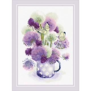 Rio-1974 Purple Allium ชุดปักครอสติชลิขสิทธิ์แท้ ครอสติชไม่พิมพ์ลาย แบรนด์ Riolis