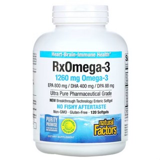 🔥แพ็คเกจใหม่ 120 เม็ด(exp.03/25)🔥Natural Factors Rx Omega-3 630 mg 120 Softgels(น้ำมันปลาเข้มข้น) (exp.03/25)