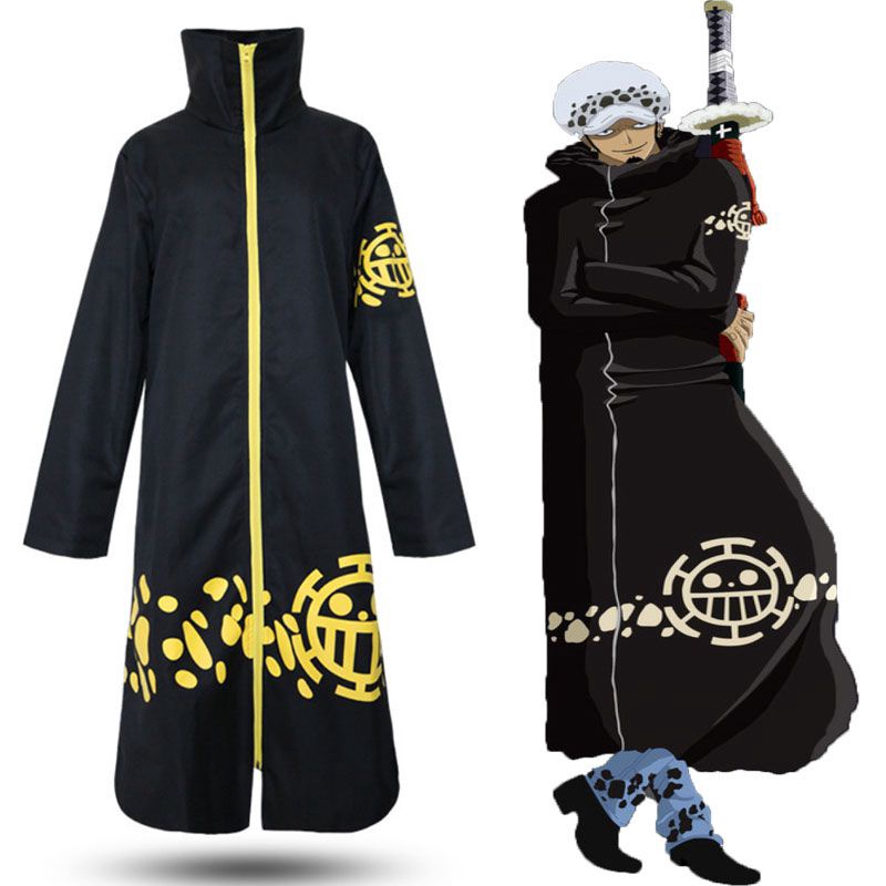เสื้อคลุมคอสเพลย์ การ์ตูนอนิเมะ One Piece Trafalgar D Water Law สีดํา สําหรับผู้ใหญ่ แฟนคลับ ปาร์ตี้ฮาโลวีน