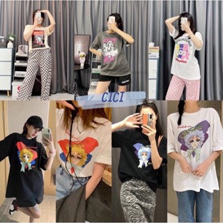 Cici ❣🇹🇭🚚พร้อมส่ง❣(NO.0383)เสื้อยืดสกรีนลาย สุดฮิตผ้านิ่มใส่สบายแมทต์ง่ายไม่มีเอ้าท์