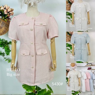 Hello Shop : Dress Big Size แขนสั้นผ้าทวิตซับในทั้งตัว