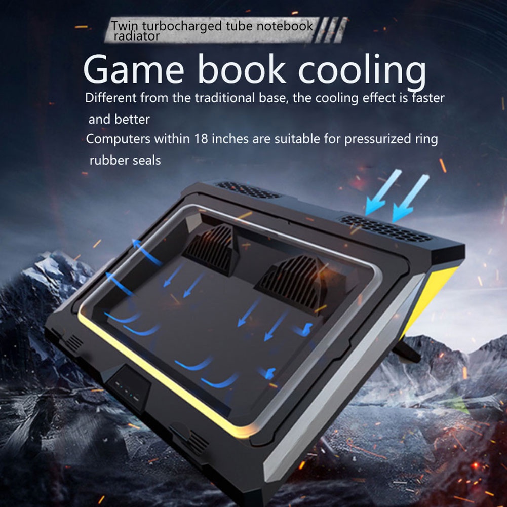 External Laptop Cooling Pad Colorful Lights Radiating Notebook Cooler Universal Portable For Gaming With Dust Filter Hom #8