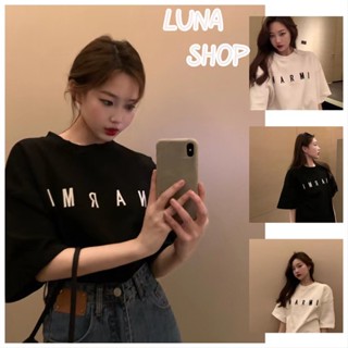 Luna shop🍑เสื้อผ้าเกาหลี🍒ญี่ปุ่นสไตล์ฮ่องกง เสื้อยืดแขนสั้นผู้หญิง หลวม เวอร์ชั่นเกาหลี ฮาราจูกุ เสื้อนักเรียน BF🚚พร้อมส่งจากกทม มาถึงใน 3-5 วัน