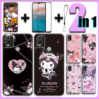 เคส 2 IN 1 สําหรับ Nokia C21 Plus พร้อมกระจกนิรภัยกันรอยหน้าจอเซรามิค Kuromi