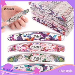 Chicstyle ตะไบขัดเล็บมือ เล็บเท้า พิมพ์ลาย เชื่อถือได้ สําหรับตกแต่งเล็บ 10 ชิ้น