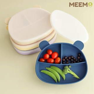 MEEM จานซิลิโคนฐานดูดสูญญากาศ ลายหมี พร้อมฝาปิดซิลิโคน รุ่นLittle Bear(Colorful Series)