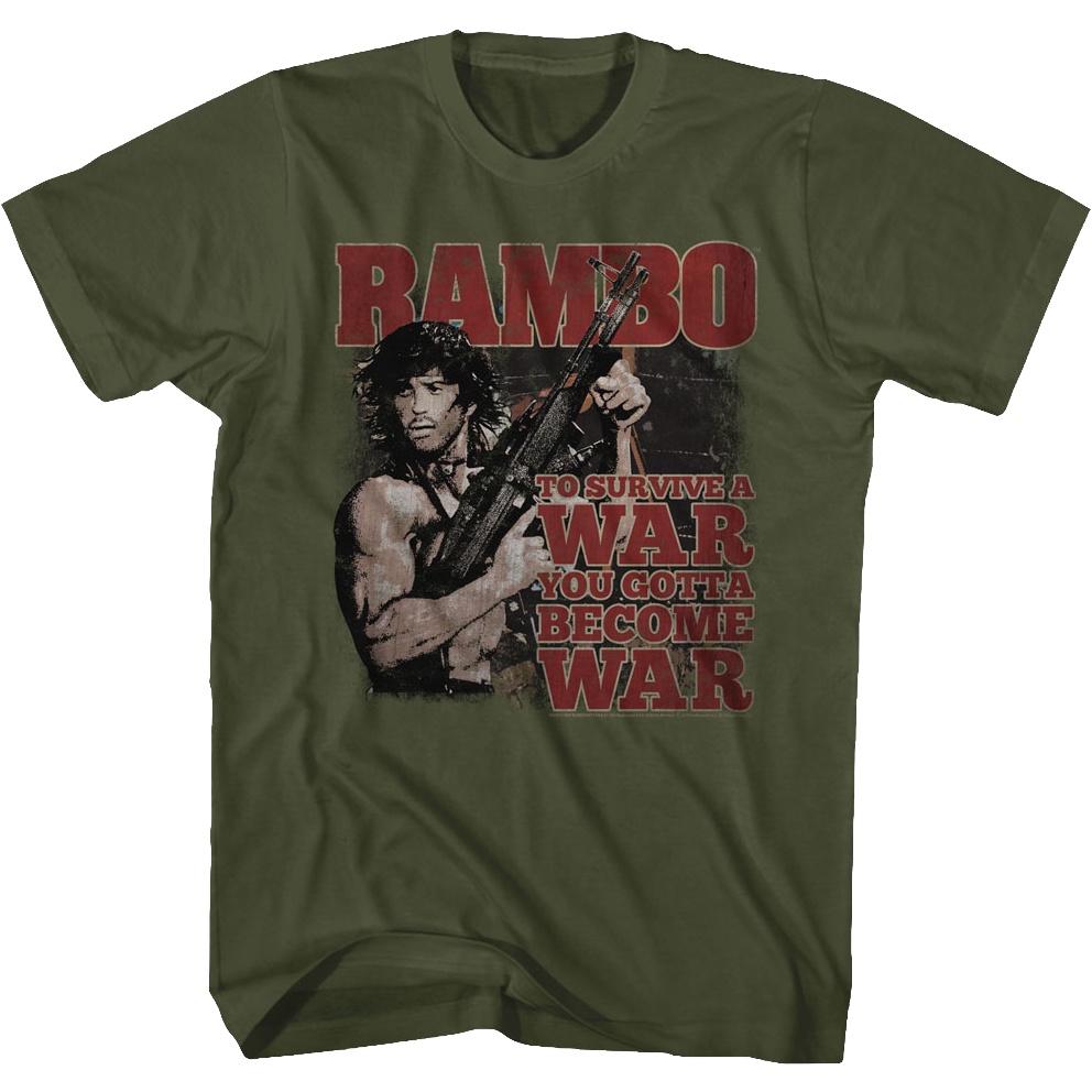 Become War Rambo T-Shirt เสื้อยืดแขนสั้น เสื้อยืด