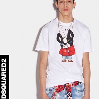 Dsquared2/d2 เสื้อยืดคอกลม แขนสั้น พิมพ์ลายการ์ตูนลูกสุนัข แฟชั่นฤดูใบไม้ร่วง สําหรับผู้ชาย