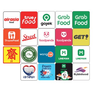 สติ๊กเกอร์ ป้ายเดลิเวอรี่ Deliverly lineman garb food panda robinhood wongnai true food gojek shopeefood คนละครึ่ง