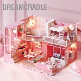 BDreamcradle โมเดลบ้านตุ๊กตาไม้ แฮนด์เมด Diy สีชมพู สําหรับเป็นของขวัญ