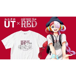 เสื้อยืด ลาย One Piece Uniqlo X สีแดง สําหรับผู้ชาย และผู้หญิง