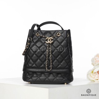 CHANEL DRAWSTRING MEDIUM BLACK CAVIAR SHW