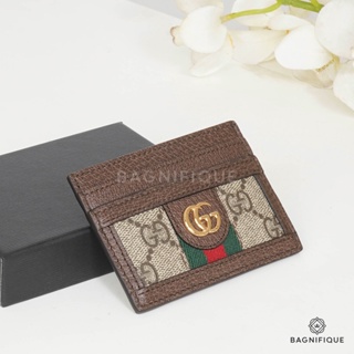 GUCCI CARD HOLDER SHORT BROWN GG SUPREME MONOGRAM GHW