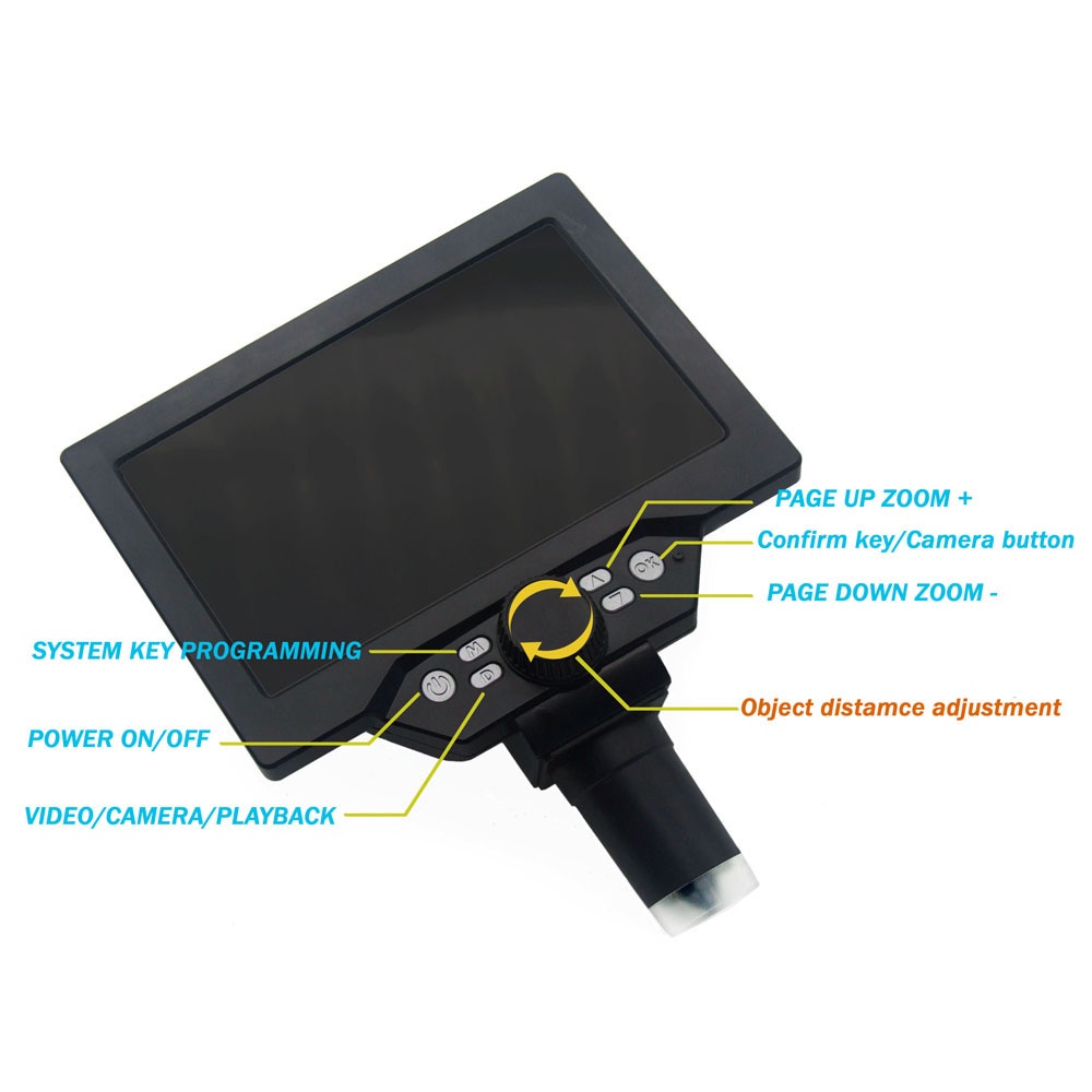 KKmoon G1200 กล้องจุลทรรศน์ดิจิทัล หน้าจอสี 7 นิ้ว ฐานขนาดใหญ่ จอแสดงผล LCD 12MP 1-1200X ขยายต่อเนื่อง พร้อมขาตั้งอะลูมิเนียมอัลลอย พร้อมไฟสองดวง