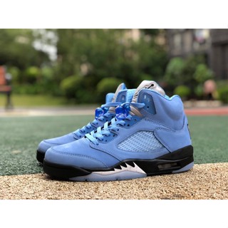 รองเท้าบาสเก็ตบอล Air Jordan 5 retro "UNC" สีฟ้า สีดํา สําหรับผู้ชาย 2022 AJ5 dv1310-401