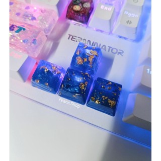 ปุ่มคีย์แคปเรซิ่น ลายGold Marbel Keycap Mx Switch(สวิทช์  เชอรี่) Mechanical keyboard