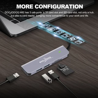 GOOJODOQ 5-in-1 5 Port USB 3.1 Type-C High Speed USB C HUB with 3.0 2.0 5Gbps TF SD Reader Card Slot PD for MacBook Pro Air USB C Splitter