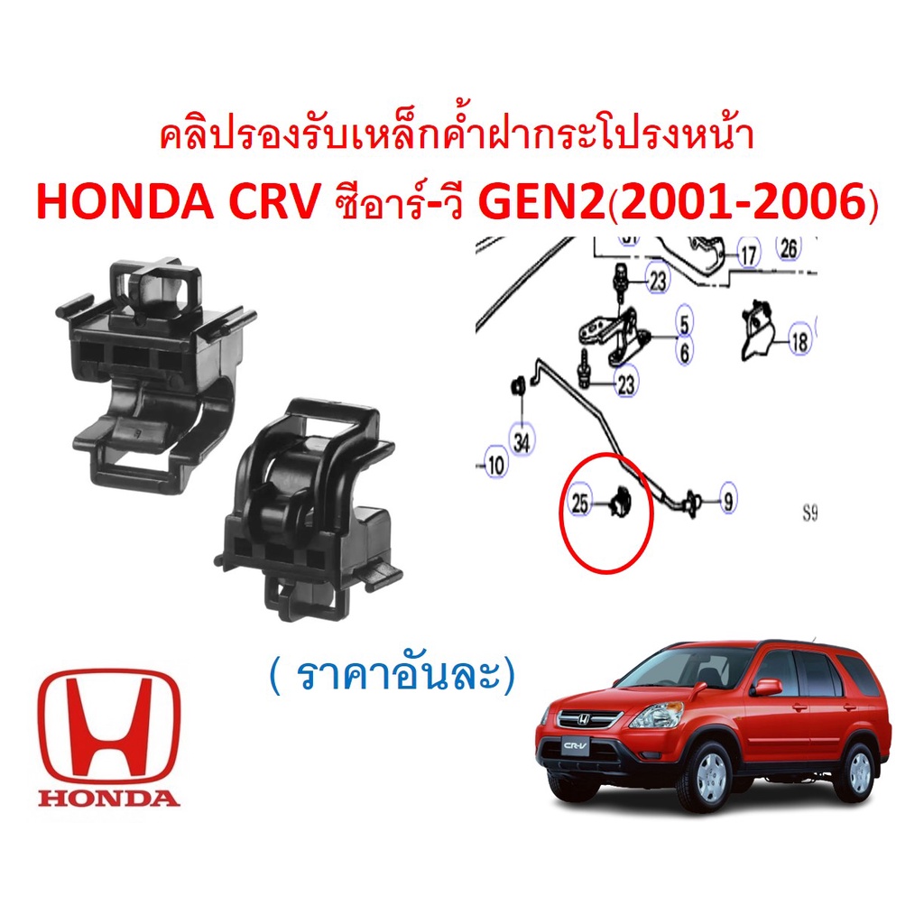 SKU-A592 ( ราคาอันละ) คลิปรองรับเหล็กค้ำฝากระโปรงหน้าHONDA CR-V GEN2 ซีอาร์-วี GEN2(2001-2006)