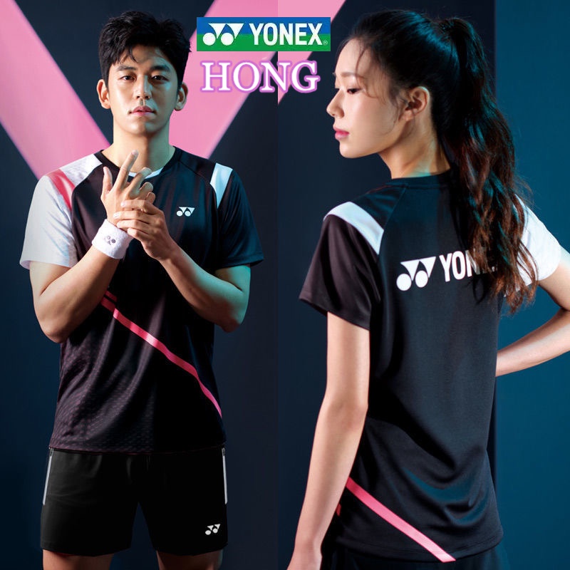โยเน็กซ์ แบดมินตันเสื้อผ้ามืออาชีพผู้ชายและผู้หญิงแห้งเร็วระบายอากาศแขนสั้นจับคู่เสื้อผ้าแฟชั่นกีฬา สูงสุด