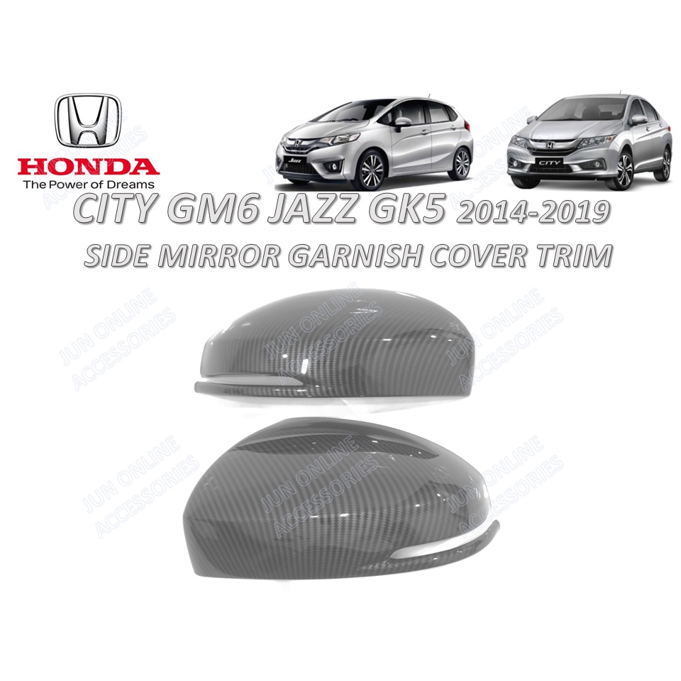 ฝาครอบกระจกมองข้าง คาร์บอน ABS พร้อมเทปสองด้าน สําหรับ Honda City GM6 14-19 Honda Jazz 14-20